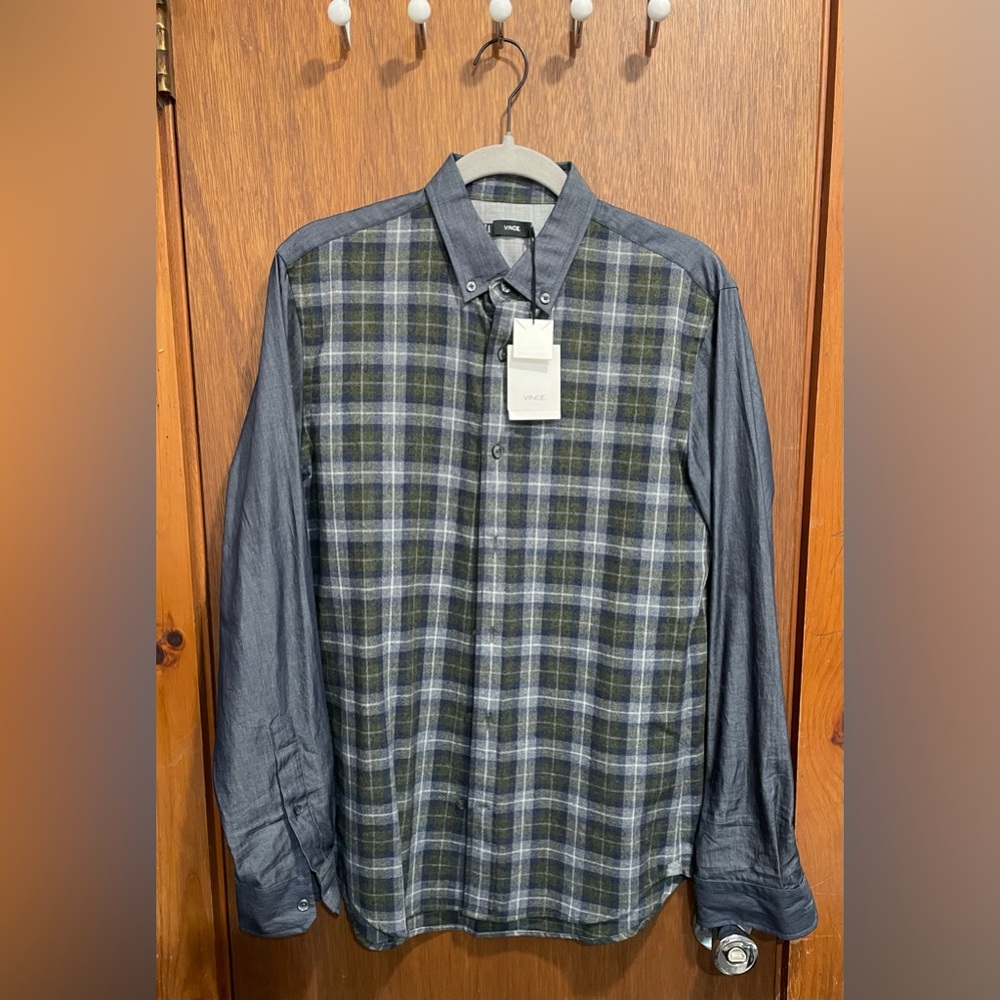 NWT Vince plaid button down shirt
